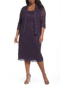 Alex Evenings Robe de cocktail en dentelle avec veste