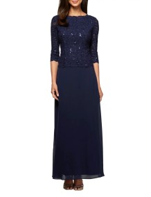 Alex Evenings - Robe en dentelle à sequins et mousseline 